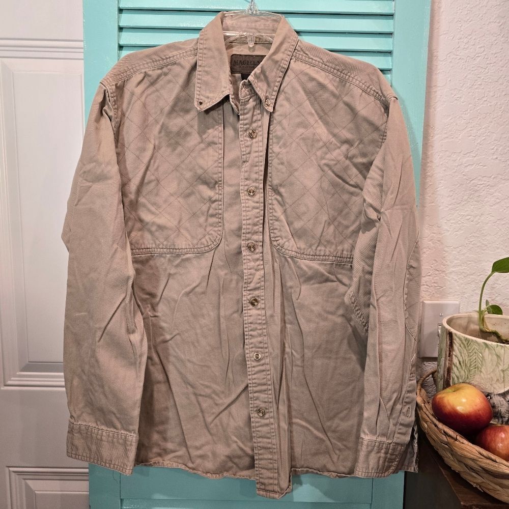 Beige Lightweight Cotton Shirt Jacket with Collared Neckline